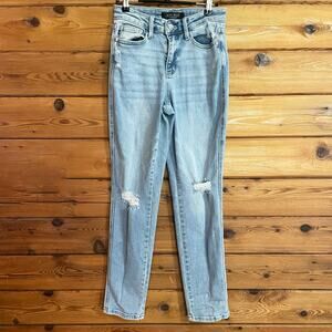 Judy Blue Star Struck Mid Rise Cuff Boyfriend Jeans Size 1/25